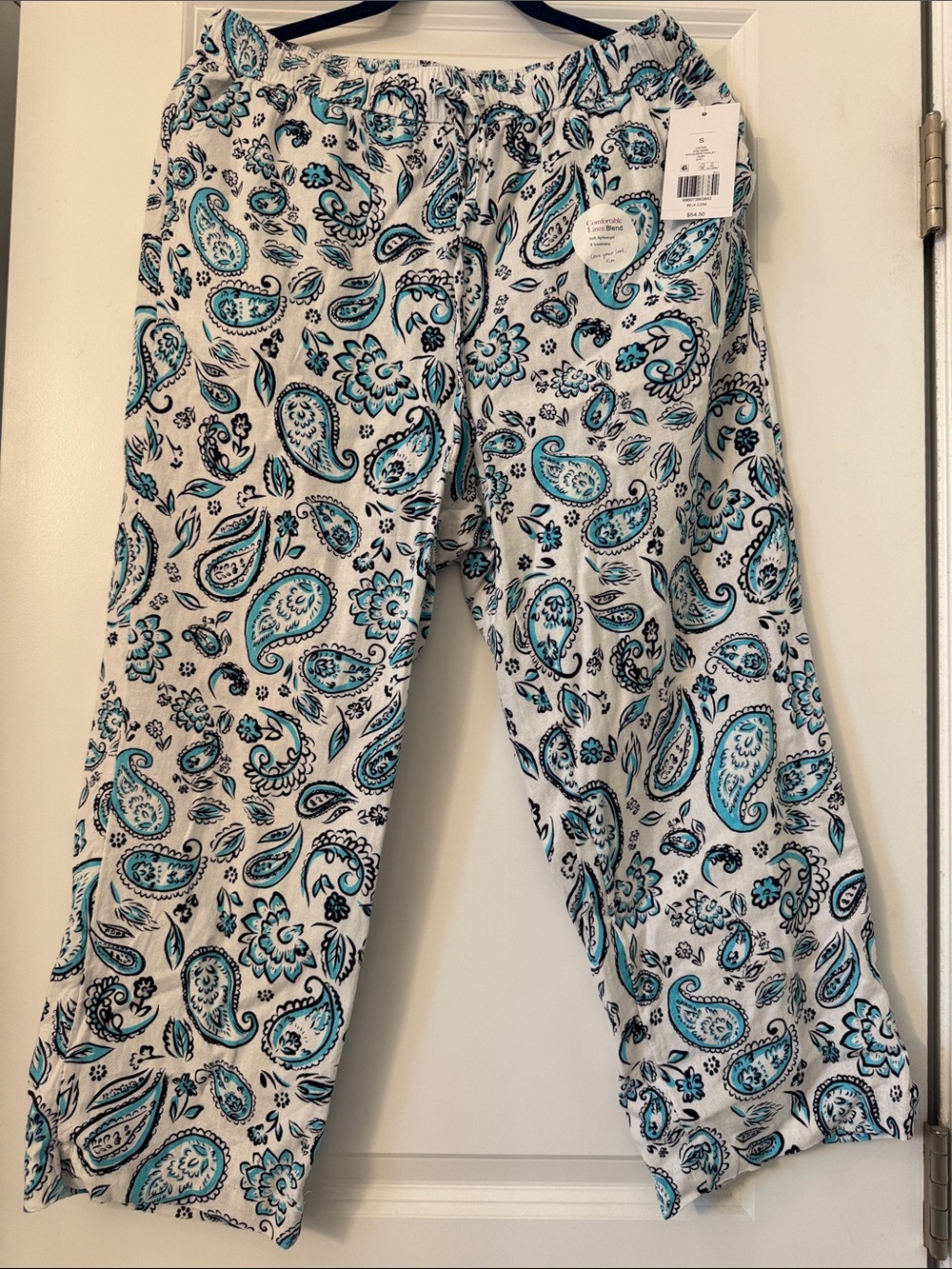 Kim Rogers White with Teal and Black Paisley Print